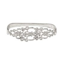 Gothic Rhinestone Inlaid Abstract Lace Pattern Bangle Bracelet - ArtGalleryZen