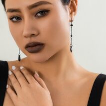Gothic Rhinestone Waterdrop Dangle Earrings - ArtGalleryZen