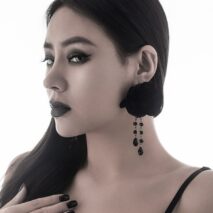 Gothic Velvet Rose Crystal Tassel Earrings - ArtGalleryZen