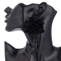 Gothic Velvet Rose Crystal Tassel Earrings - ArtGalleryZen