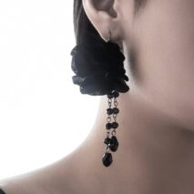 Gothic Velvet Rose Crystal Tassel Earrings - ArtGalleryZen