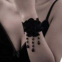 Gothic Velvet Rose Crystal Tassel Lace Bracelet - ArtGalleryZen