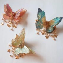 Gradient Double - Layer Butterfly Rhinestone Tassel Resin Hair Clip - ArtGalleryZen