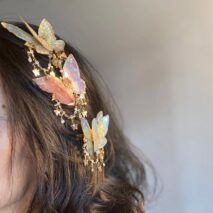Gradient Double - Layer Butterfly Rhinestone Tassel Resin Hair Clip - ArtGalleryZen