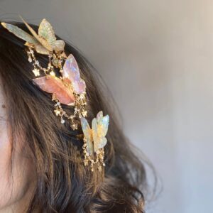 Gradient Double - Layer Butterfly Rhinestone Tassel Resin Hair Clip - ArtGalleryZen
