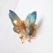 Gradient Double - Layer Butterfly Rhinestone Tassel Resin Hair Clip - ArtGalleryZen