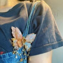 Gradient Double - Layer Butterfly Rhinestone Tassel Resin Hair Clip - ArtGalleryZen