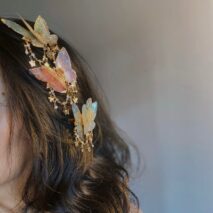 Gradient Double - Layer Butterfly Rhinestone Tassel Resin Hair Clip - ArtGalleryZen