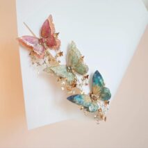 Gradient Double - Layer Butterfly Rhinestone Tassel Resin Hair Clip - ArtGalleryZen