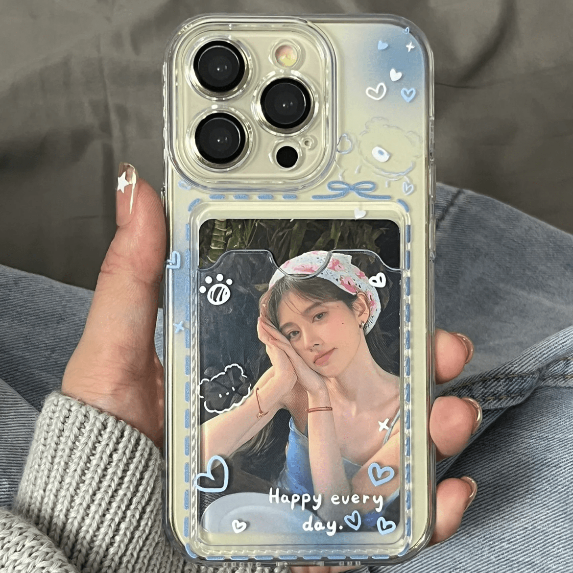 Gradient Transparent Kpop Photocard Polaroid iPhone Case - ArtGalleryZen