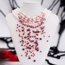 Halloween Chunky Crystal Tassel Dripping Blood Pearl Chain Choker Necklace - ArtGalleryZen