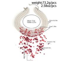 Halloween Chunky Crystal Tassel Dripping Blood Pearl Chain Choker Necklace - ArtGalleryZen