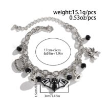 Halloween Crystal Tassel Bat Spider Fangs Pendant Bracelet - ArtGalleryZen