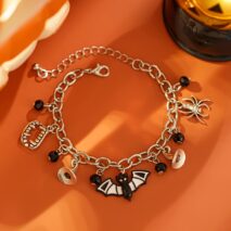 Halloween Crystal Tassel Bat Spider Fangs Pendant Bracelet - ArtGalleryZen