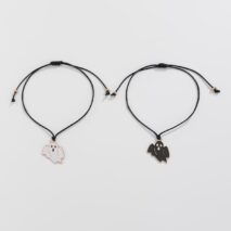 Halloween Cute Ghost Pendant Wax Cord Bracelet Set - ArtGalleryZen