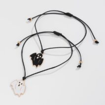 Halloween Cute Ghost Pendant Wax Cord Bracelet Set - ArtGalleryZen