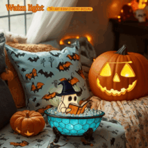 Halloween Ghost Bubble Bath Tiffany Lamp Night Light - ArtGalleryZen