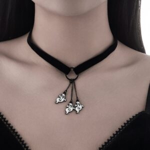 Halloween Ghost Pendant Velvet Necklace - ArtGalleryZen