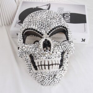 Halloween Glitter Rhinestone Skull Mask - ArtGalleryZen