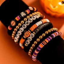 Halloween Layered Pumpkin Ghost Spider Man Charm Strench Bracelet Set - ArtGalleryZen