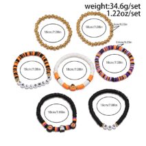 Halloween Layered Pumpkin Ghost Spider Man Charm Strench Bracelet Set - ArtGalleryZen