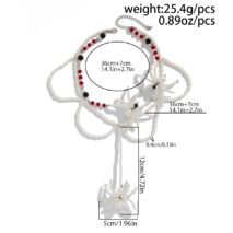 Halloween Layered Spider Pendant Crystal Pearl Chain Y Necklace - ArtGalleryZen