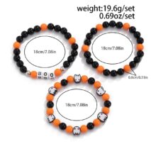 Halloween Theme Ghost Letter Charm Crystal Beaded Bracelet Set - ArtGalleryZen