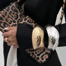 Hammered Gold Silver Plated Irregular Wide Cuff Bangle Bracelet - ArtGalleryZen