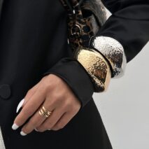 Hammered Gold Silver Plated Irregular Wide Cuff Bangle Bracelet - ArtGalleryZen