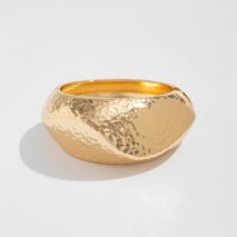 Hammered Gold Silver Plated Irregular Wide Cuff Bangle Bracelet - ArtGalleryZen