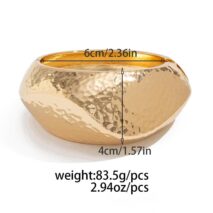 Hammered Gold Silver Plated Irregular Wide Cuff Bangle Bracelet - ArtGalleryZen