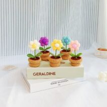Hand-knitted Potted Crochet Flower - ArtGalleryZen