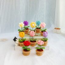 Hand-knitted Potted Crochet Flower - ArtGalleryZen