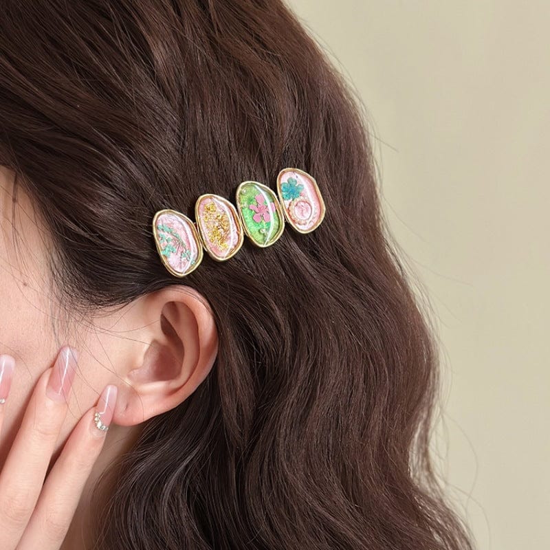 Handmade Baroque Sweet Floral Amber Hair Clip - ArtGalleryZen