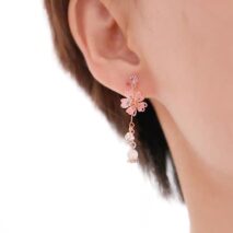 Handmade Cherry Blossom Dangle Earrings - ArtGalleryZen