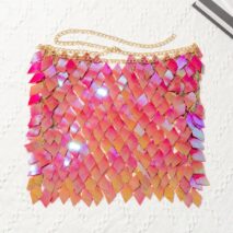 Handmade Colorful Rhombic Sequins Patchwork Strappy Nightclub Party Skirt - ArtGalleryZen