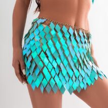 Handmade Colorful Rhombic Sequins Patchwork Strappy Nightclub Party Skirt - ArtGalleryZen