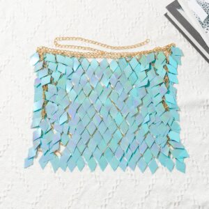 Handmade Colorful Rhombic Sequins Patchwork Strappy Nightclub Party Skirt - ArtGalleryZen