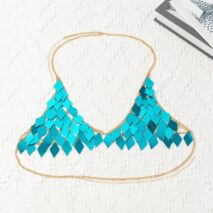 Handmade Colorful Rhombic Squamous Backless Sequin Bra - ArtGalleryZen