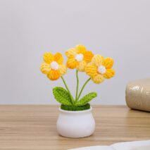 Handmade Crochet Potted Daisy Flower - ArtGalleryZen