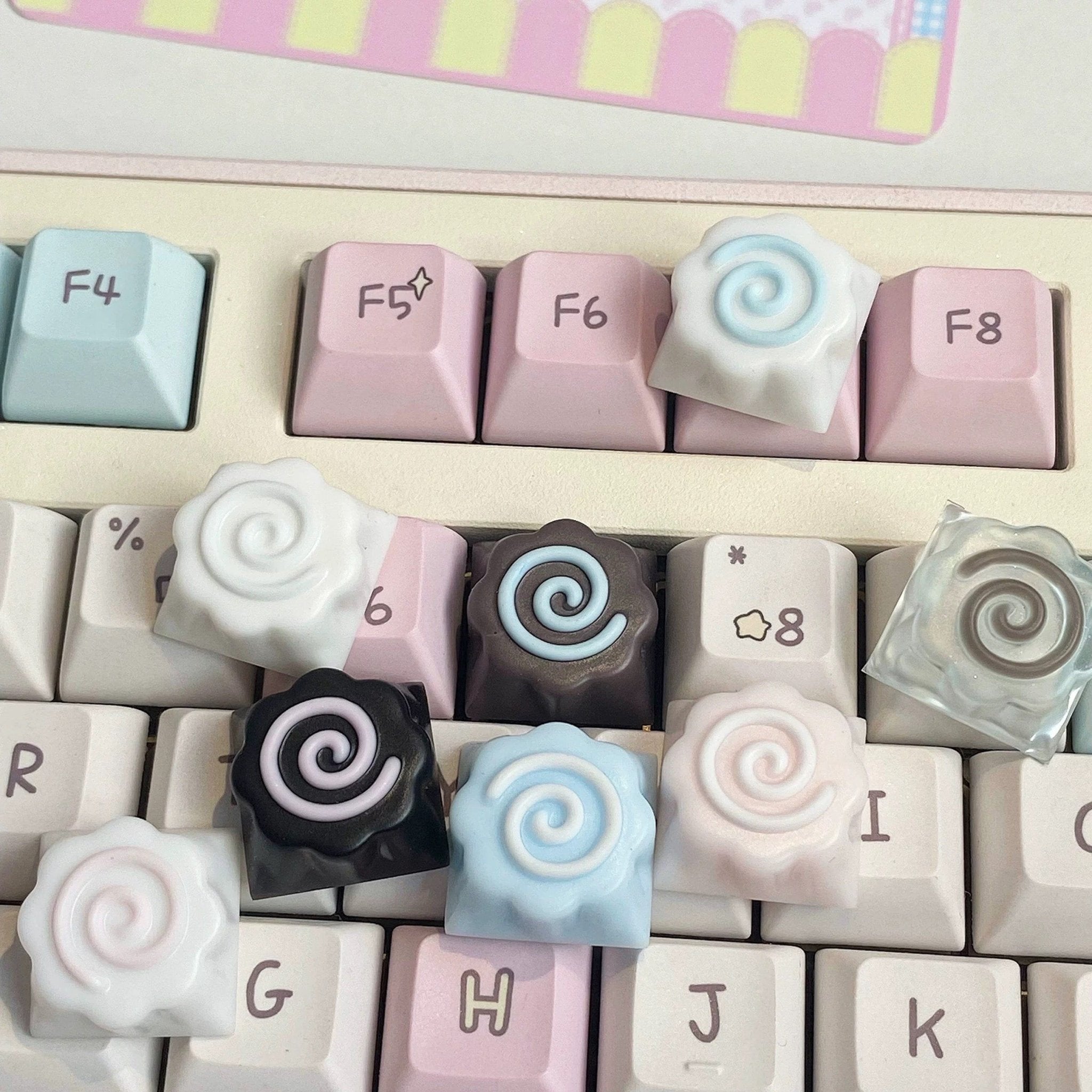 Handmade Cute Narutomaki DIY Keyboard Accessories Resin Keycap - ArtGalleryZen