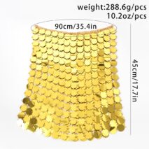 Handmade Glitter Mirror Sequins Patchwork Strappy Nightclub Split Skirt - ArtGalleryZen