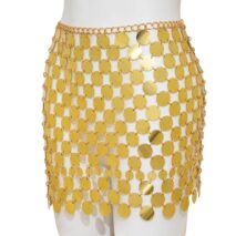 Handmade Squamous Glitter Sequins Patchwork Strappy Nightclub Party Skirt - ArtGalleryZen