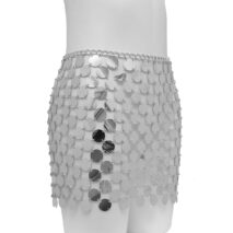 Handmade Glitter Sequins Patchwork Strappy Nightclub Party Mini Skirt - ArtGalleryZen