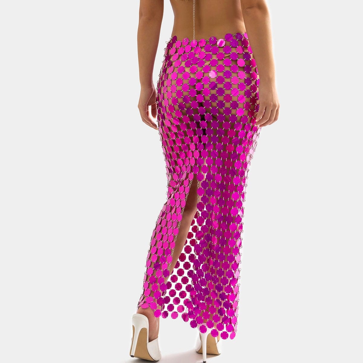 Handmade Glitter Squamous Sequins Patchwork Long Dress - ArtGalleryZen