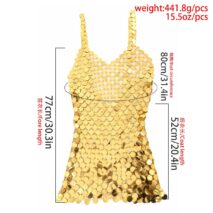 Handmade Glitter Squamous Sequins Patchwork Rave Party Midi Dress - ArtGalleryZen