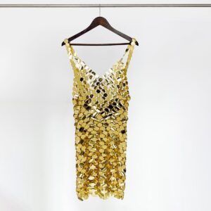 Handmade Glitter Squamous Sequins Patchwork Rave Party Midi Dress - ArtGalleryZen