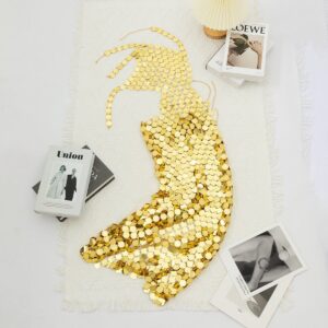 Handmade Gold Silver Rose Red Glitter Strappy Mirror Sequin Dress - ArtGalleryZen