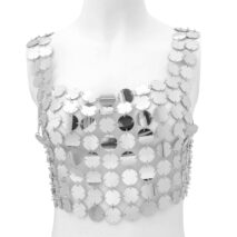 Handmade Gold Silver Tone Glitter Sequins Party Tank Top - ArtGalleryZen