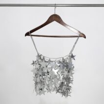 Handmade Gold Silver Tone Hollow Star Sequins Sleeveless Tank Top - ArtGalleryZen